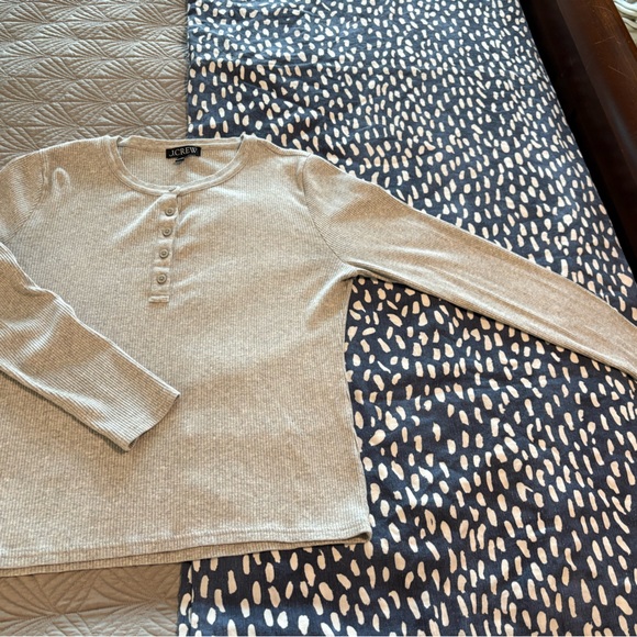 J. Crew Vintage rib long-sleeve henley T-shirt heather gray - Picture 1 of 4